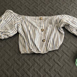 Striped shirt off the shoulder